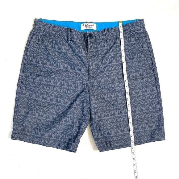 Penguin Navy Palm Tree Patterned Lightweight Hybrid Casual Summer Shorts Size 36 - Picture 10 of 16